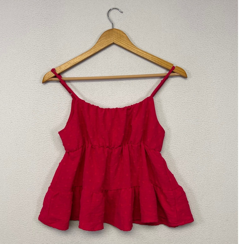 Boho Cottagecore Altar'd State Womens XS Red Swiss Dot Babydoll Tank Top